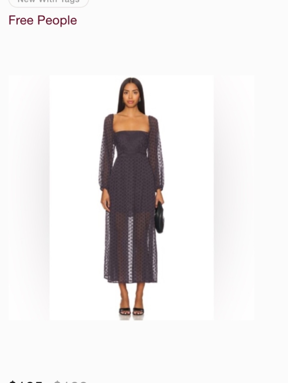Free People Malian Maxi X-Small Black Embroidered Eyelet Cottagecore Peasant - Picture 2 of 9